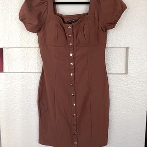 Brown fitted mini dress